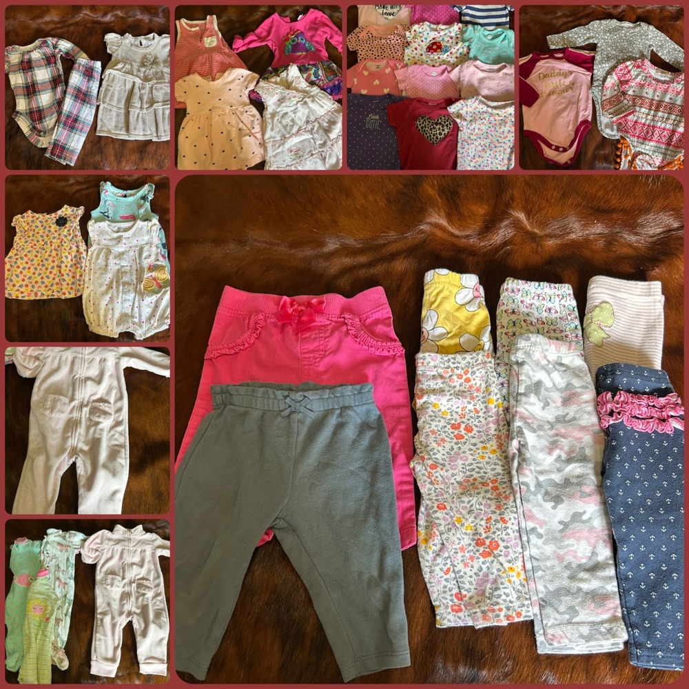 Carter's Gerber Baby Girl Clothing Lot Bodysuits Leggings Dresses 36 Pieces